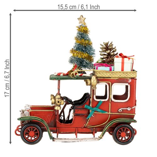Floristik24 Christmas decoration car Christmas car vintage red 15×7×16cm