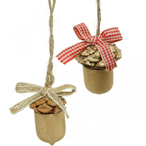 Product Christmas decoration deco acorn wood Christmas pendant 5cm 12pcs