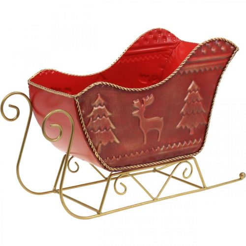 Floristik24 Christmas decoration deco sleigh Christmas sleigh red/gold 30×12.5×20cm