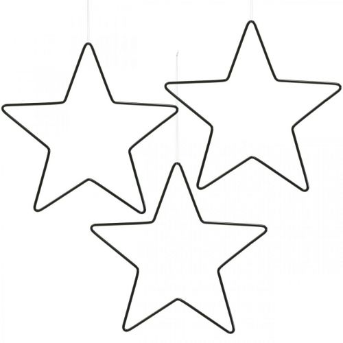 Floristik24 Christmas Decoration Metal Star Black Star Pendant 15cm 6 Pcs