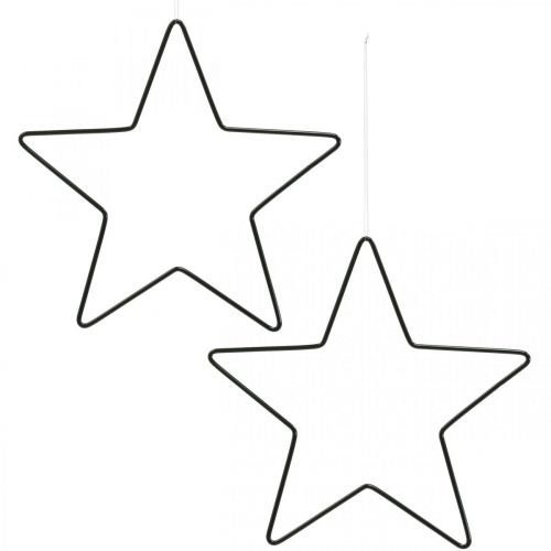 Floristik24 Christmas decoration metal star black decoration star pendant 20cm 6pcs