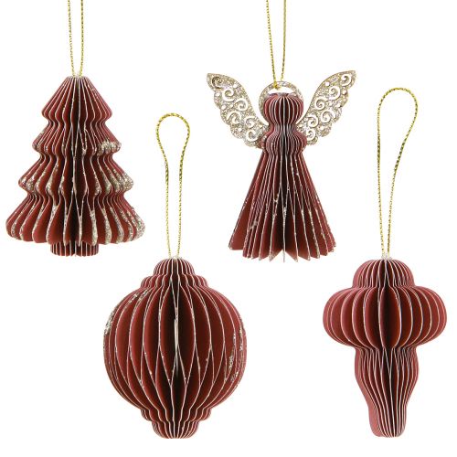 Product Christmas Decoration Paper Tree Decoration Bordeaux 6cm 12 pcs