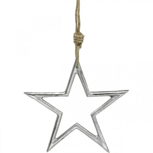 Christmas decoration star, advent decoration, star pendant silver W15.5cm