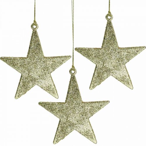 Floristik24 Christmas decoration star pendant golden glitter 10cm 12pcs
