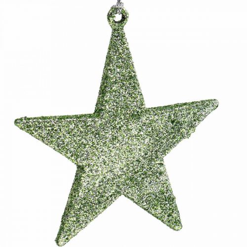 Product Christmas decoration star pendant mint glitter 10cm 12pcs