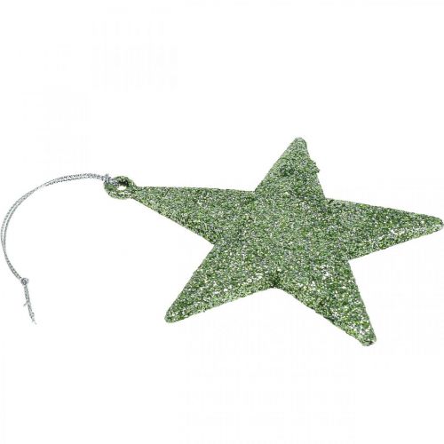 Product Christmas decoration star pendant mint glitter 10cm 12pcs