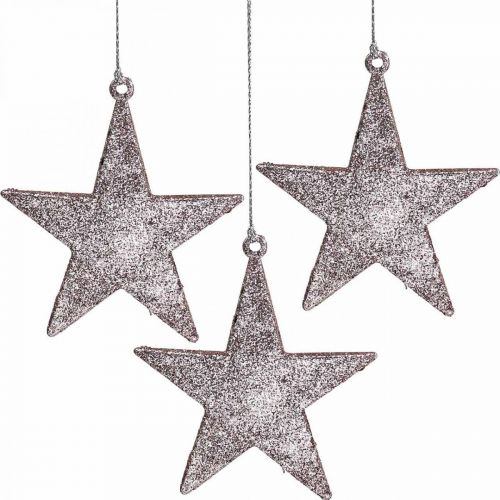 Floristik24 Christmas decoration star pendant pink glitter 10cm 12pcs