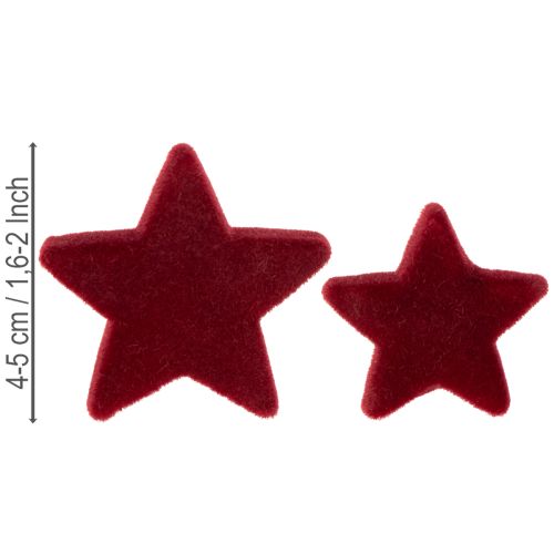 Christmas decorations, stars, Bordeaux flocked, table decoration, 4-5cm, 40 pieces | Floristik24.co.uk