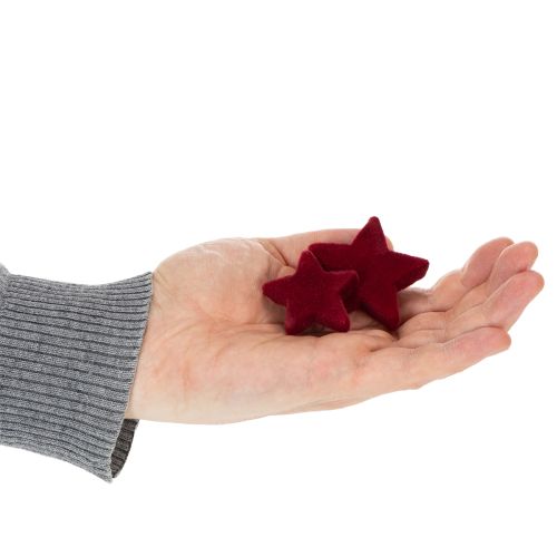 Christmas decorations, stars, Bordeaux flocked, table decoration, 4-5cm, 40 pieces | Floristik24.co.uk