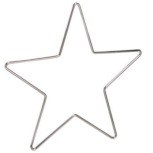Product Christmas decoration stars for hanging metal silver 20cm 6 pcs