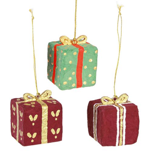 Product Christmas decoration for hanging gift papier-mâché 6cm 3pcs