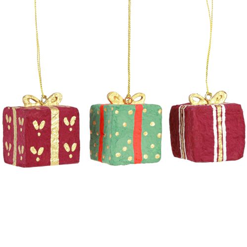 Product Christmas decoration for hanging gift papier-mâché 6cm 3pcs