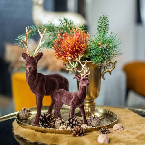 Floristik24 Christmas decoration decorative deer for standing brown, gold 20cm 2 pcs