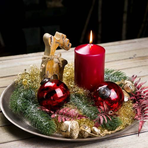 Floristik24 Deco plate wood champagne Ø44cm