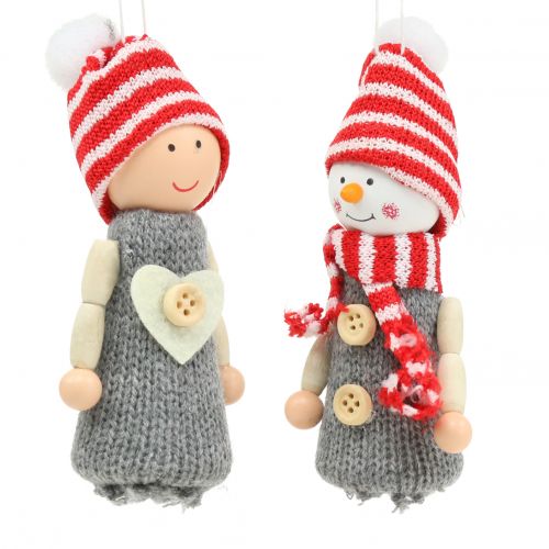 Christmas decoration figures 10cm grey, red 6pcs