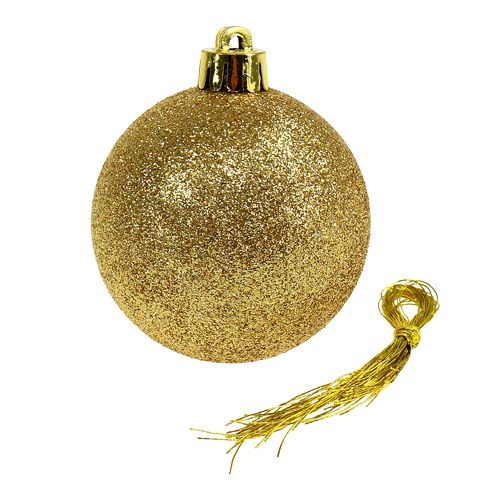 Product Christmas Decoration Plastic Ball Gold, Brown Mix Ø6cm 30pcs