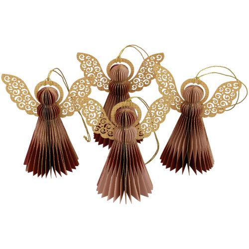 Floristik24 Paper angel Christmas angel decoration wine red pink H12cm 4pcs