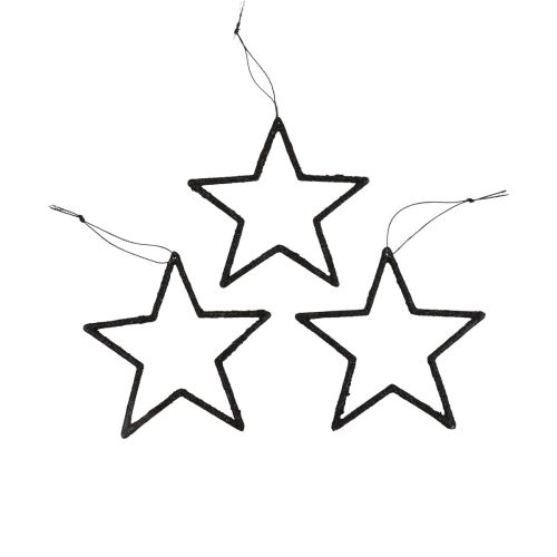 Floristik24 Christmas Decoration Star Pendant Black Glitter 12cm 12 Pcs