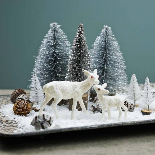 Floristik24 Christmas decoration fir tree silver with glitter 6pcs