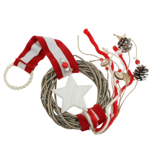 Christmas window wreath to hang red, white Ø20cm L98cm