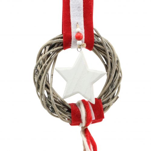 Product Christmas window wreath to hang red, white Ø20cm L98cm