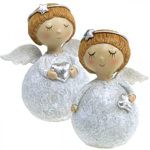 Christmas angel angel figure with star / heart H11cm 2pcs