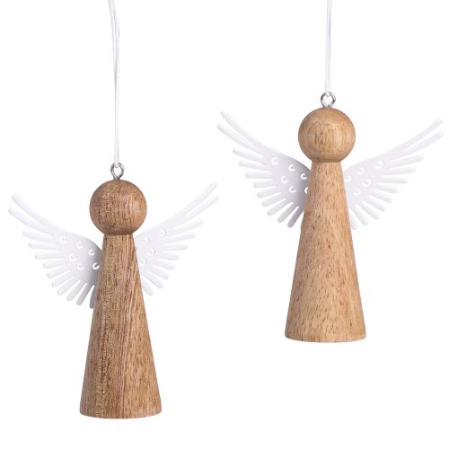 Floristik24 Christmas angel wood for hanging natural white 8cm 6 pcs