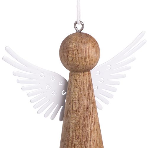 Product Christmas angel wood for hanging natural white 8cm 6 pcs