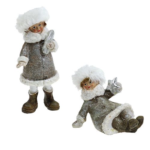 Floristik24 Christmas figure grey-white 13cm 2pcs