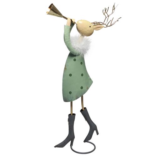 Product Christmas figure metal trumpet deer green gold 51cm