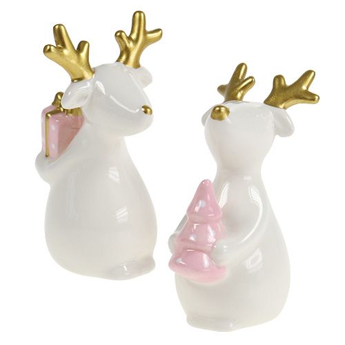 Floristik24 Christmas figure reindeer white 11cm, 12cm 2pcs