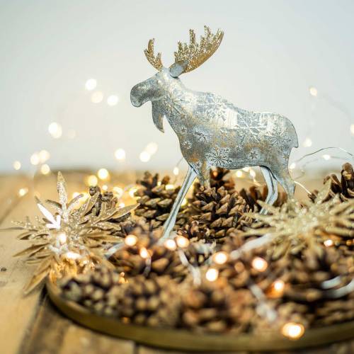 Floristik24 Christmas figure moose golden antique look metal 21 × 14.5cm