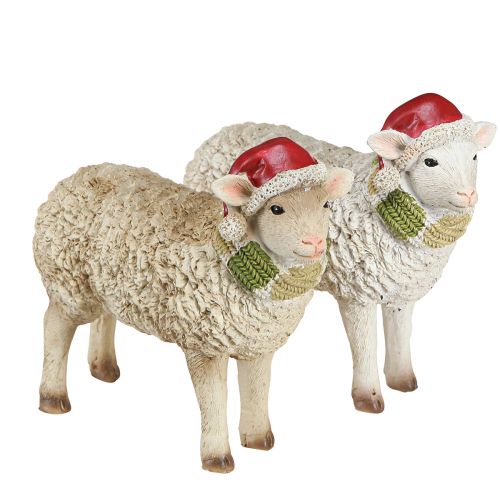 Product Christmas figures sheep with hat and scarf L16cm 2 pcs