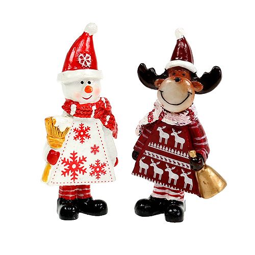 Floristik24 Christmas figures moose, snowman sort. 9cm 2pcs