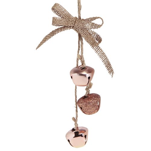 Product Christmas bells Christmas tree decoration copper pink Ø3.5cm 3pcs