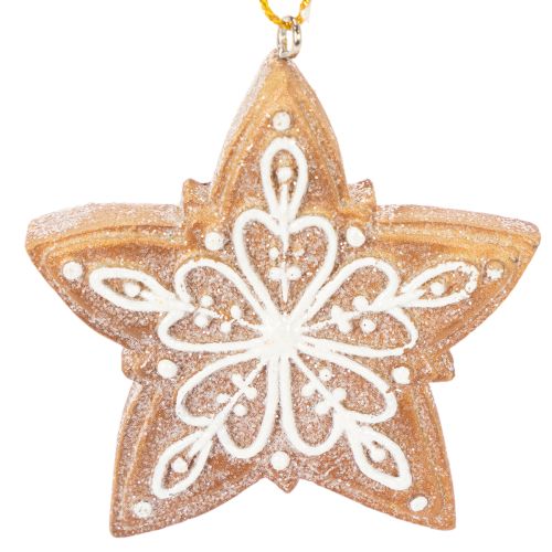Christmas Ornaments Set – Gingerbread Look with Icing Details, Nutcracker, Star, Tree, Wreath, 6 cm, 4 Pieces | Floristik24.co.uk