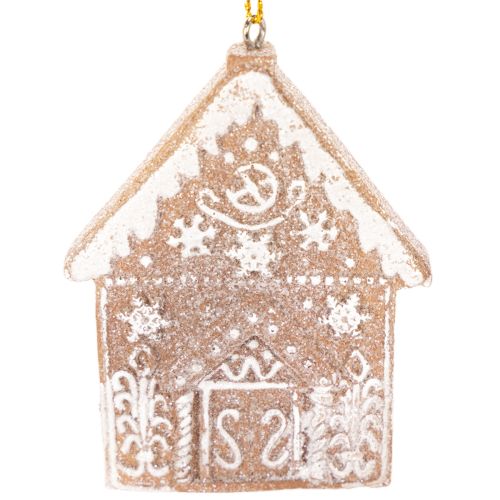 Set of 4 Christmas Ornaments in Gingerbread Look – Reindeer, Gingerbread Man, House, Snowflake – 7cm – Plastic – Brown and White | Floristik24.co.uk