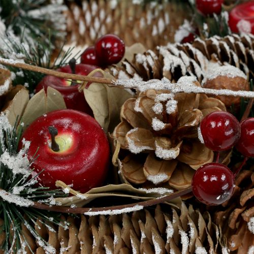 Product Christmas wreath with decorative fruits snowed in Ø33cm