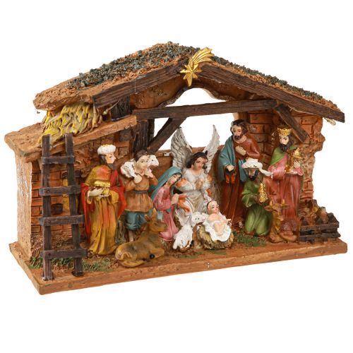 Product Christmas Nativity Scene with Figures and LED Hand Painted 23×14cm