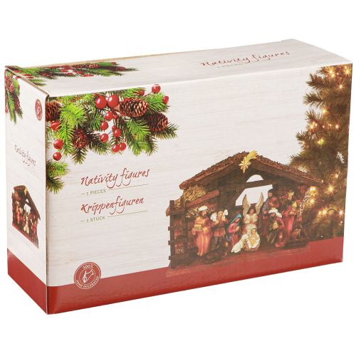 Product Christmas Nativity Scene with Figures and LED Hand Painted 23×14cm