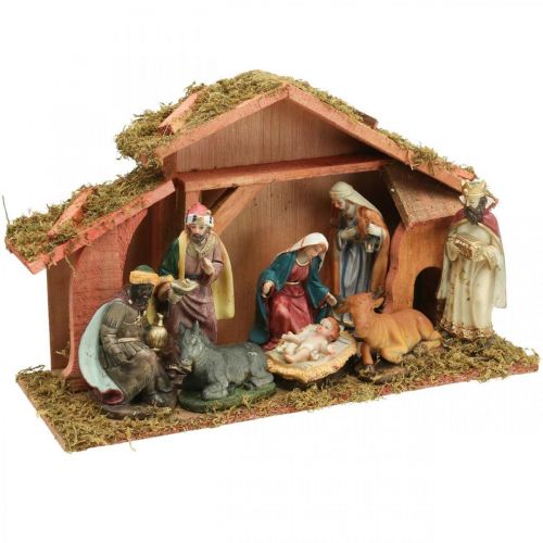 Floristik24 Christmas crib with figures Crib Christmas decoration set 40×13×23.5cm