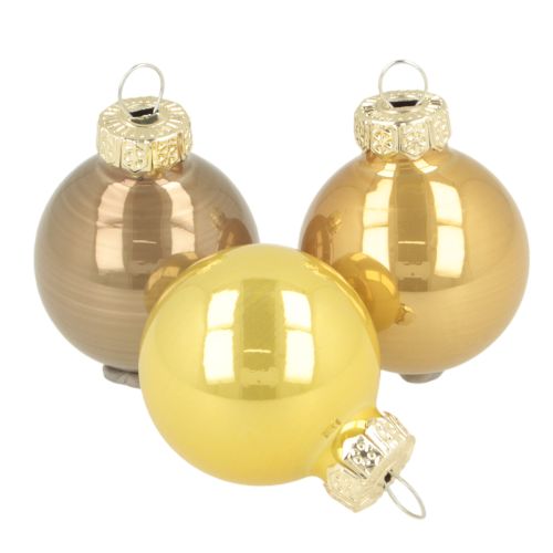 Mini Glass Christmas Baubles Set 3cm, Copper, Orange & Gold, 22 Pieces