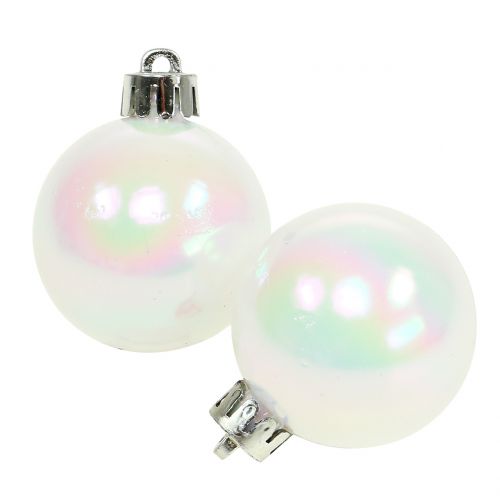 Floristik24 Christmas ball white iridescent small Ø4cm 16pcs