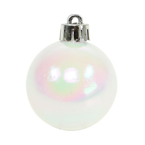 Floristik24 Christmas ball white iridescent small Ø4cm 16 pcs