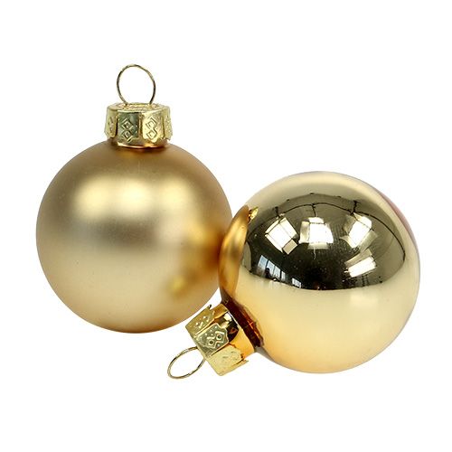 Christmas ball 4cm gold shiny/matt glass 24pcs