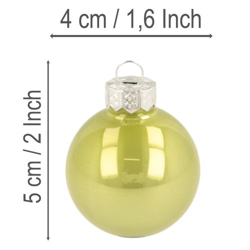 Set of 24 Colourful Glass Christmas Baubles, 40mm, Glossy Finish | Floristik24.co.uk