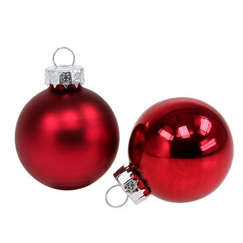 Floristik24 Christmas ball Ø4cm red glossy/matt 24 pcs