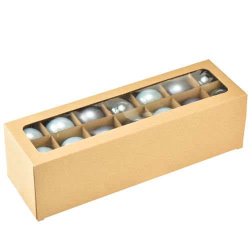 Floristik24 Decorative ball set glass – blue-grey, surface matt, glossy 5cm 24pcs