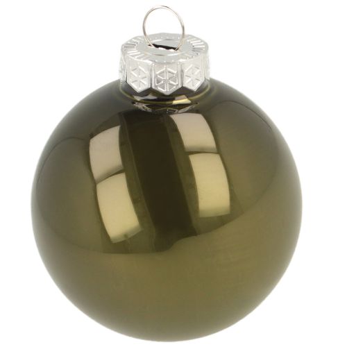 Floristik24 Christmas tree balls glass set of 2 shiny in olive &amp; sand colors with hanger 5cm 24pcs