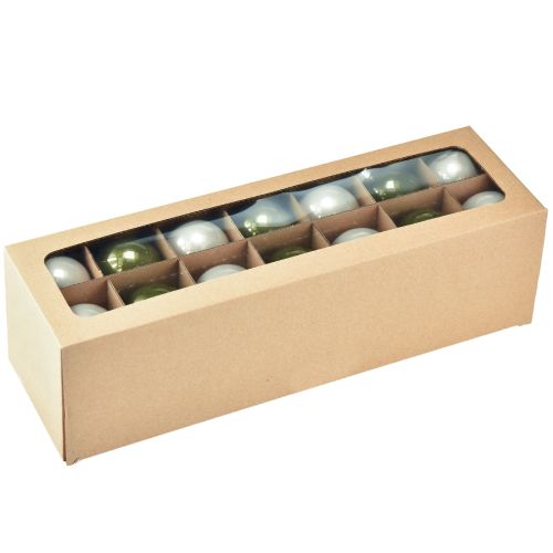 Floristik24 Christmas tree balls glass set of 2 shiny in olive &amp; sand colors with hanger 5cm 24pcs